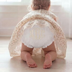Perfect Baby Shower Gift Personalized Diaper Cover Girl Custom Monogrammed Name Embroidered Bloomer Organic Cotton Infant Underwear Soft Breathable Newborn Clothing Comfortable Baby Garment Natural Fabric Premium Quality Construction