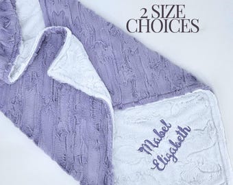 Purple Baby Blanket Double Sided Plush Newborn Gift Baby Girl Blanket Soft Toddler Minky Blanket Custom Name Baby Shower Gift Nursery Decor