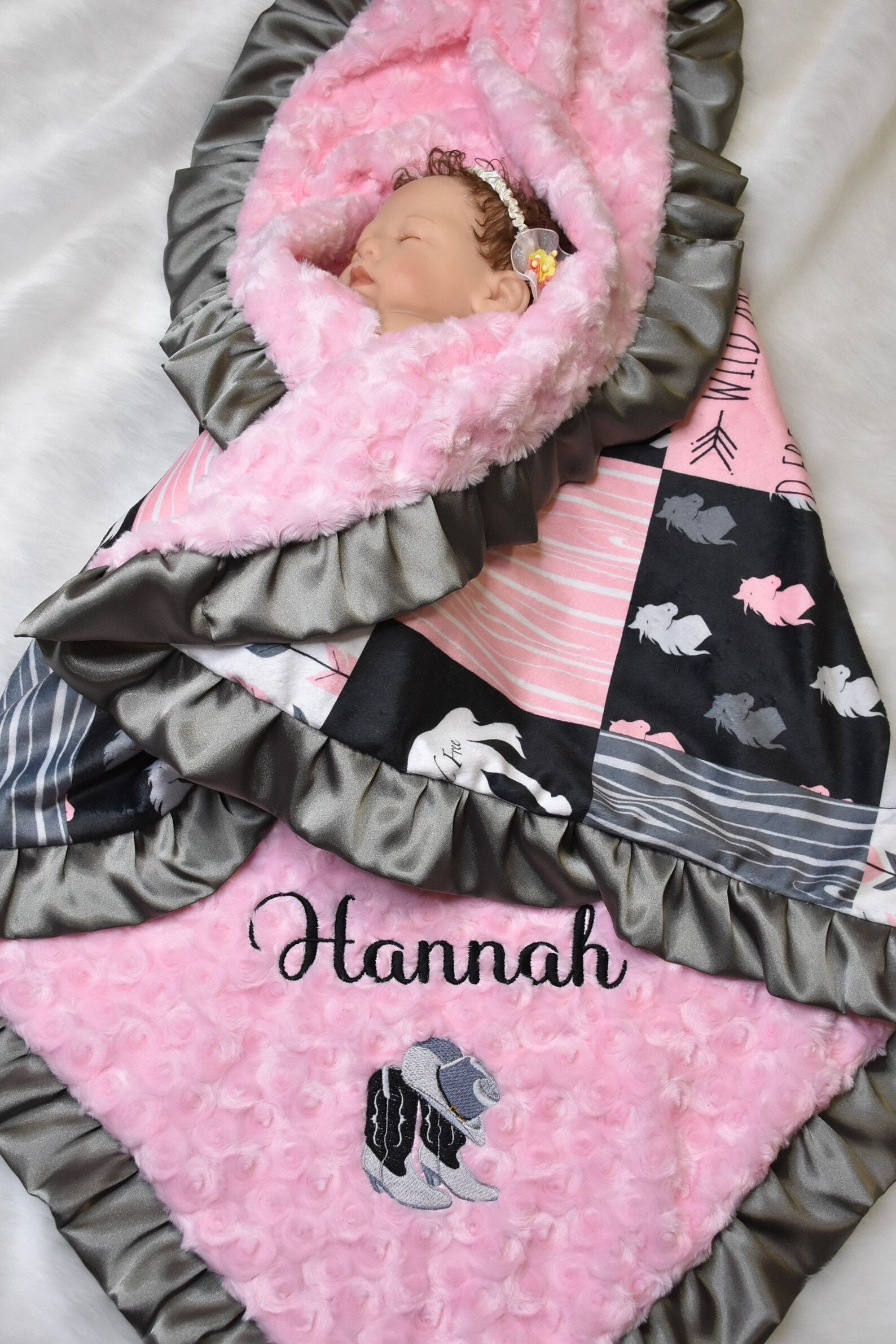 Pink Western Personalized Blanketcowgirl Blanket Western Etsy