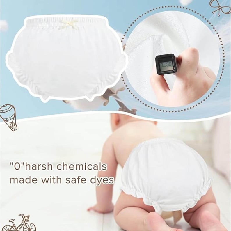 Personalized Baby Gift Custom Diaper Cover Girl Organic Cotton Infant Underwear Monogrammed Name Embroidered Bloomer Soft Breathable Newborn image 8