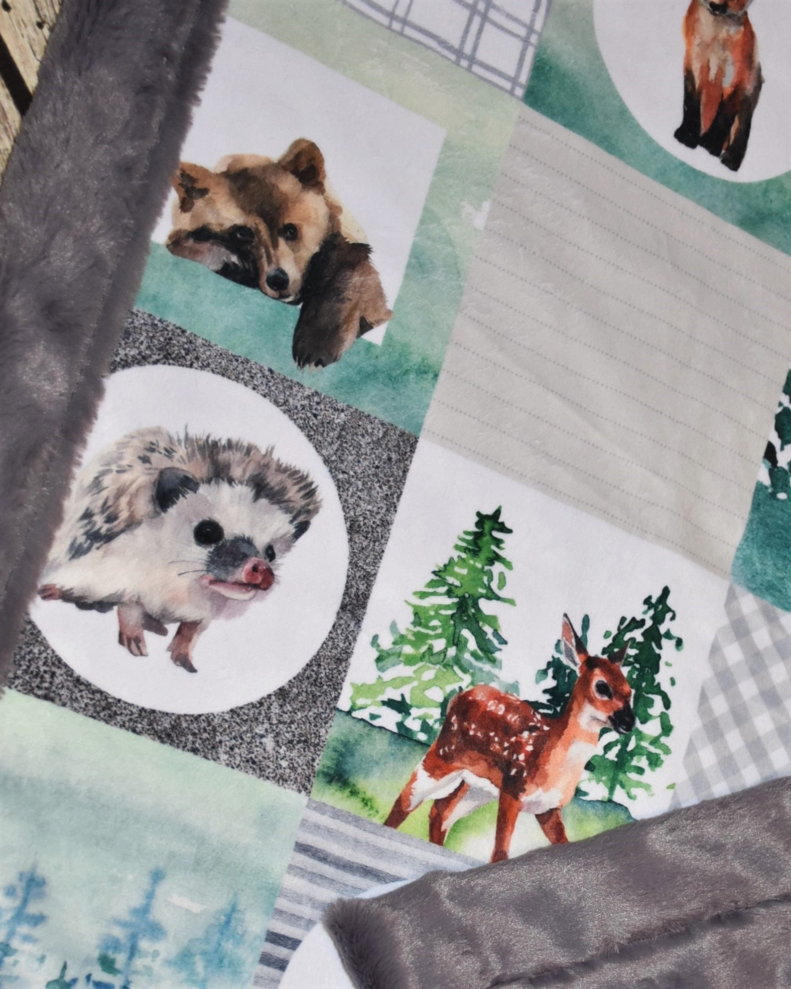 Minky Woodland Baby Blanket Woodland Animals Blanket Boy Etsy
