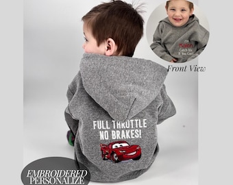Personalized Boys Hoodie Fast Race Car Outfit Birthday Present Racing Fan Themed Clothing Embroidered Design Custom Name Car birthday gift