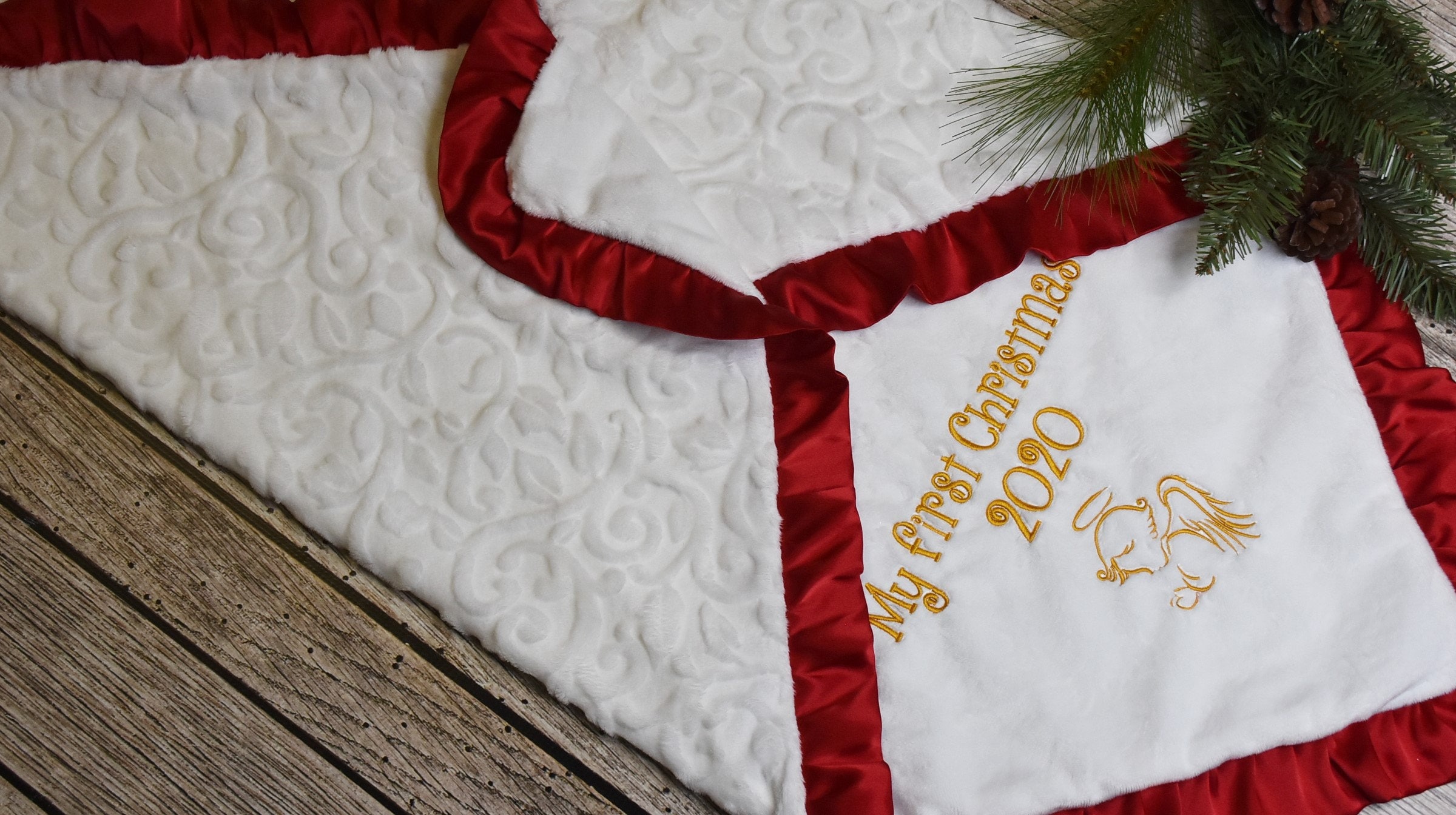 First Christmas baby blanket Personalized White blanket in Etsy