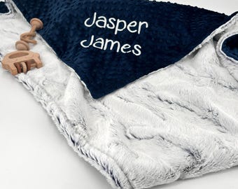 Personalized handmade Boy minky blanket newborn gift custom name Blanket gender reveal gift nursery first time mom gift embroidered blanket