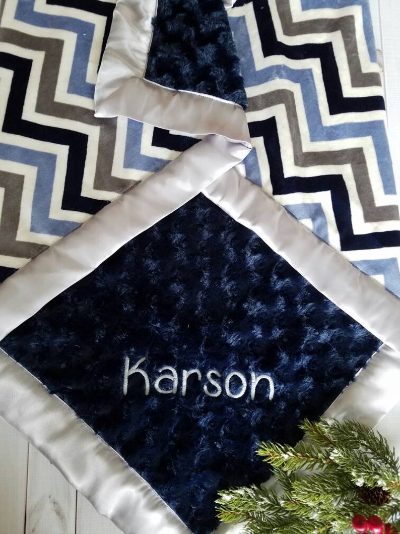 Personalized Navy Baby boy Minky Blanket Toddler Child's Etsy
