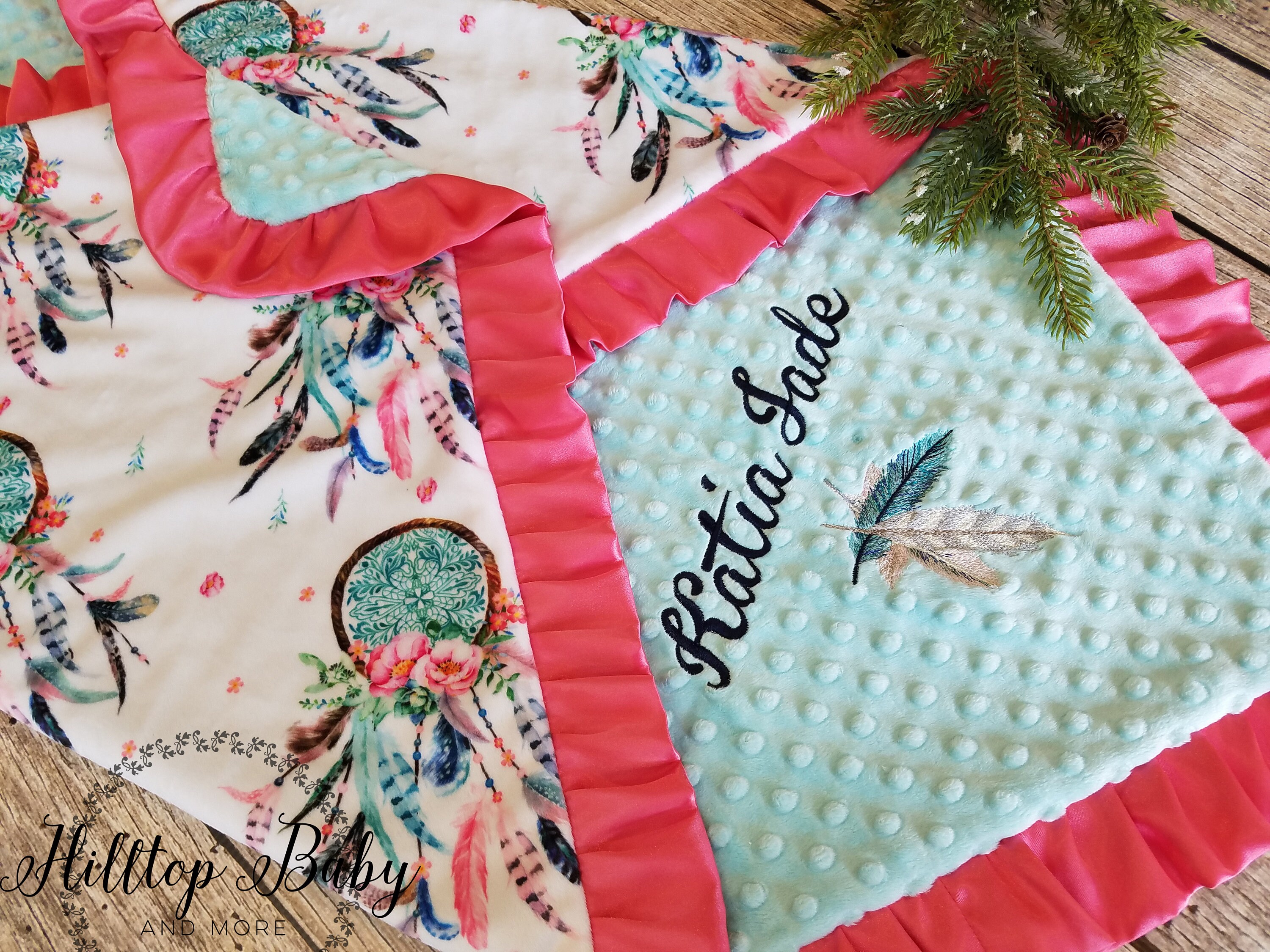 Dream Catcher Personalized Minky Baby Blanket, Personalized Baby Gifts