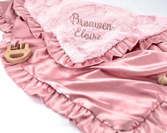 Personalized Baby Blanket Custom Name Embroidery Newborn Gift Shower Set Infant Christening Keepsake Nursery Soft Swaddle Monogram Stroller