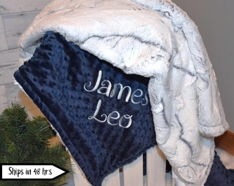 Personalized handmade Boy minky blanket newborn gift custom name Blanket gender reveal gift nursery first time mom gift embroidered blanket