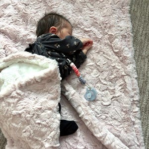 Personalized pink baby blanket girl minky Blanket for Newborn baby gift handmade baby blanket with name embroidery custom gift for infants image 7