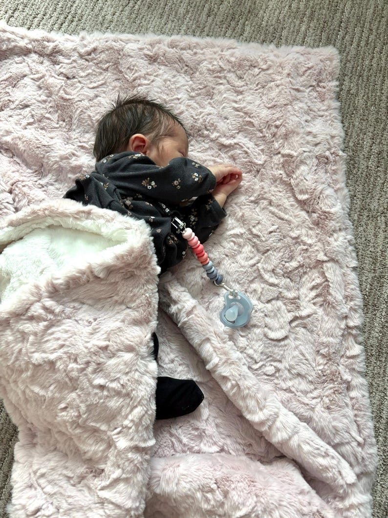 Personalized pink baby blanket girl minky Blanket for Newborn baby gift handmade baby blanket with name embroidery custom gift for infants image 7