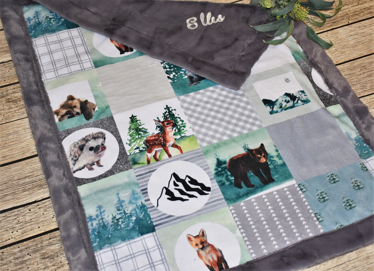 Minky Woodland Baby Blanket Woodland Animals Blanket Boy Etsy