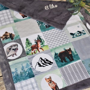 Minky Wald Babydecke Waldtiere Decke Junge Babydecke Baby GeschenkWaldtiere Babyforest Babydecke Waldabenteuer Babydecke