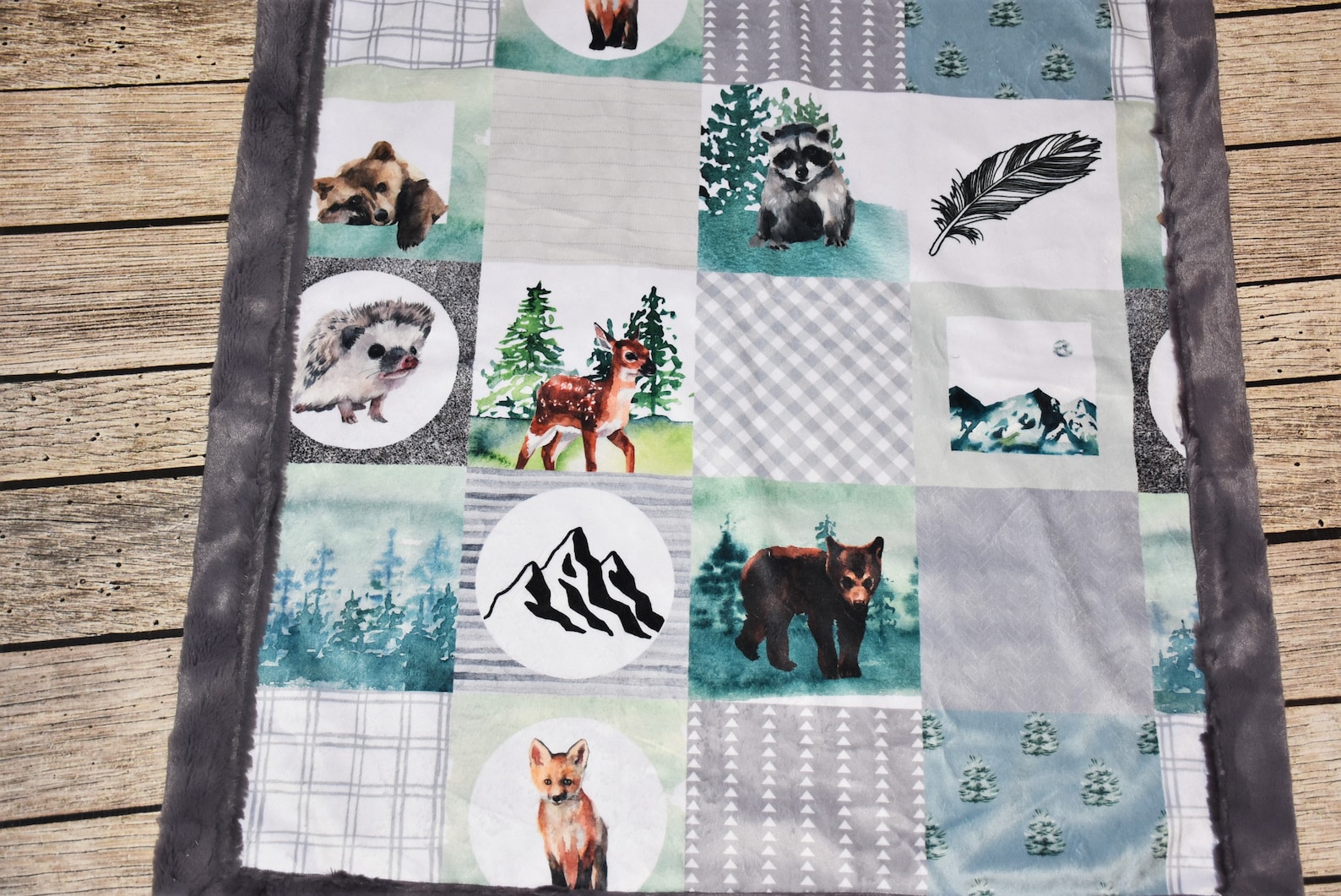 Minky Woodland Baby Blanket Woodland Animals Blanket Boy Etsy