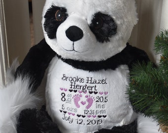 Personalized Baby Gift-Panda Bear Birth Announcement Stuffed Animal