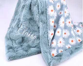 Baby Girl Blanket Light Blue Floral Design Comfort Wrap Infant Room Decor Set Nursery Space Cotton Soft Newborn Gift Shower Bundle Room Art