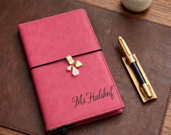 Personalized Teacher Journal Custom Engraved Leather Notebook Appreciation Gift Grandmother Birthday Present Handmade Memory Book Grief