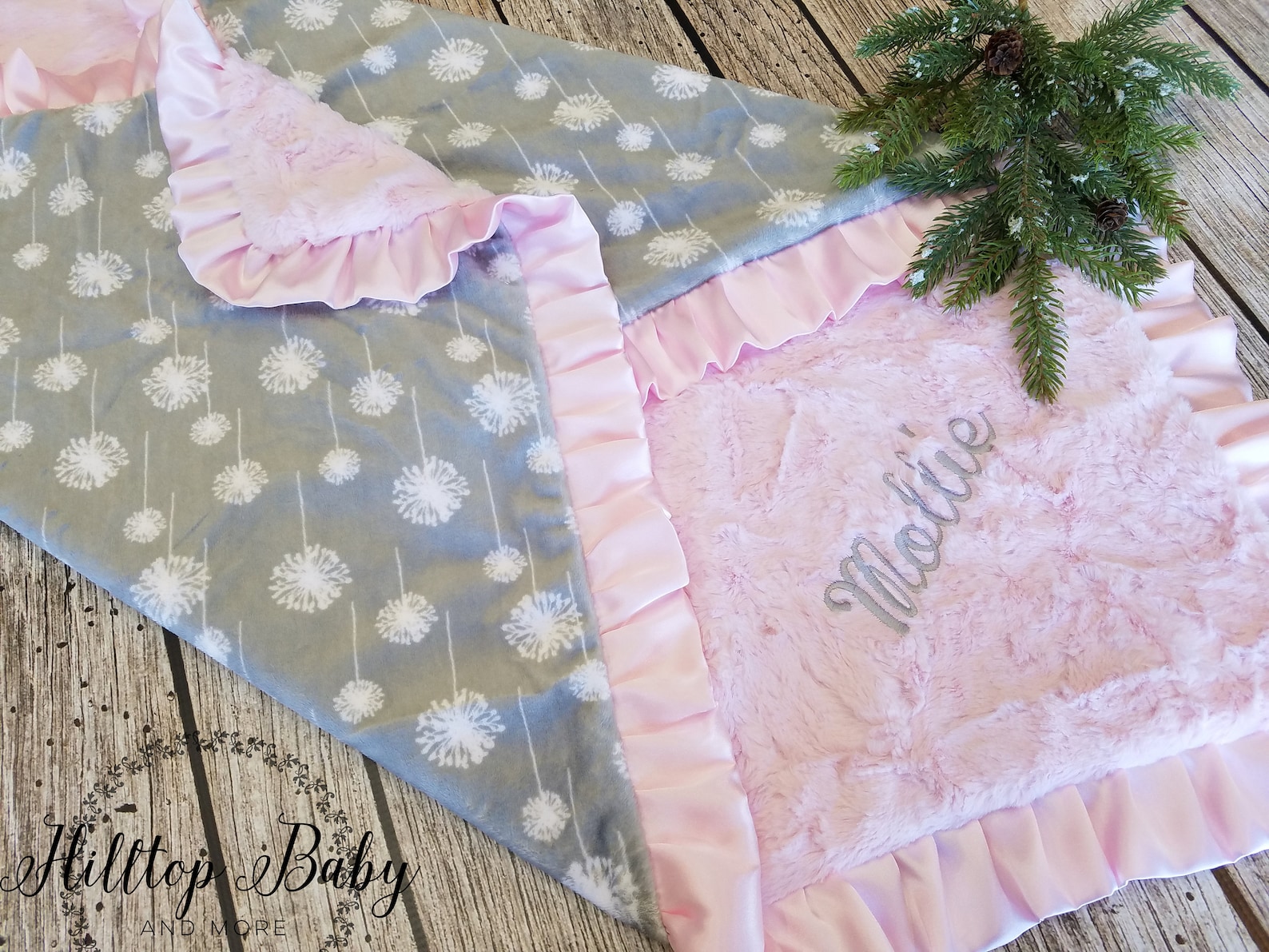 Personalized Pink and Gray baby girl baby blanket Girl baby Etsy