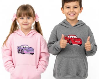 Lightning Mcqueen Hoodie Personalized Name Embroidered Toddler Character Sweatshirt Custom Children Racing Theme Cartoon Vehicle Apparel Kid