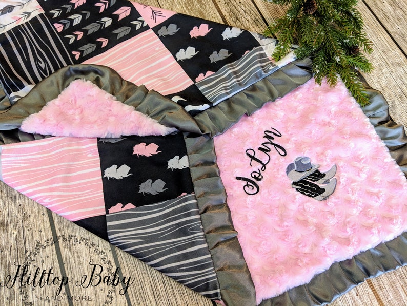 Pink Western Personalized Blanketcowgirl Blanket Western Etsy
