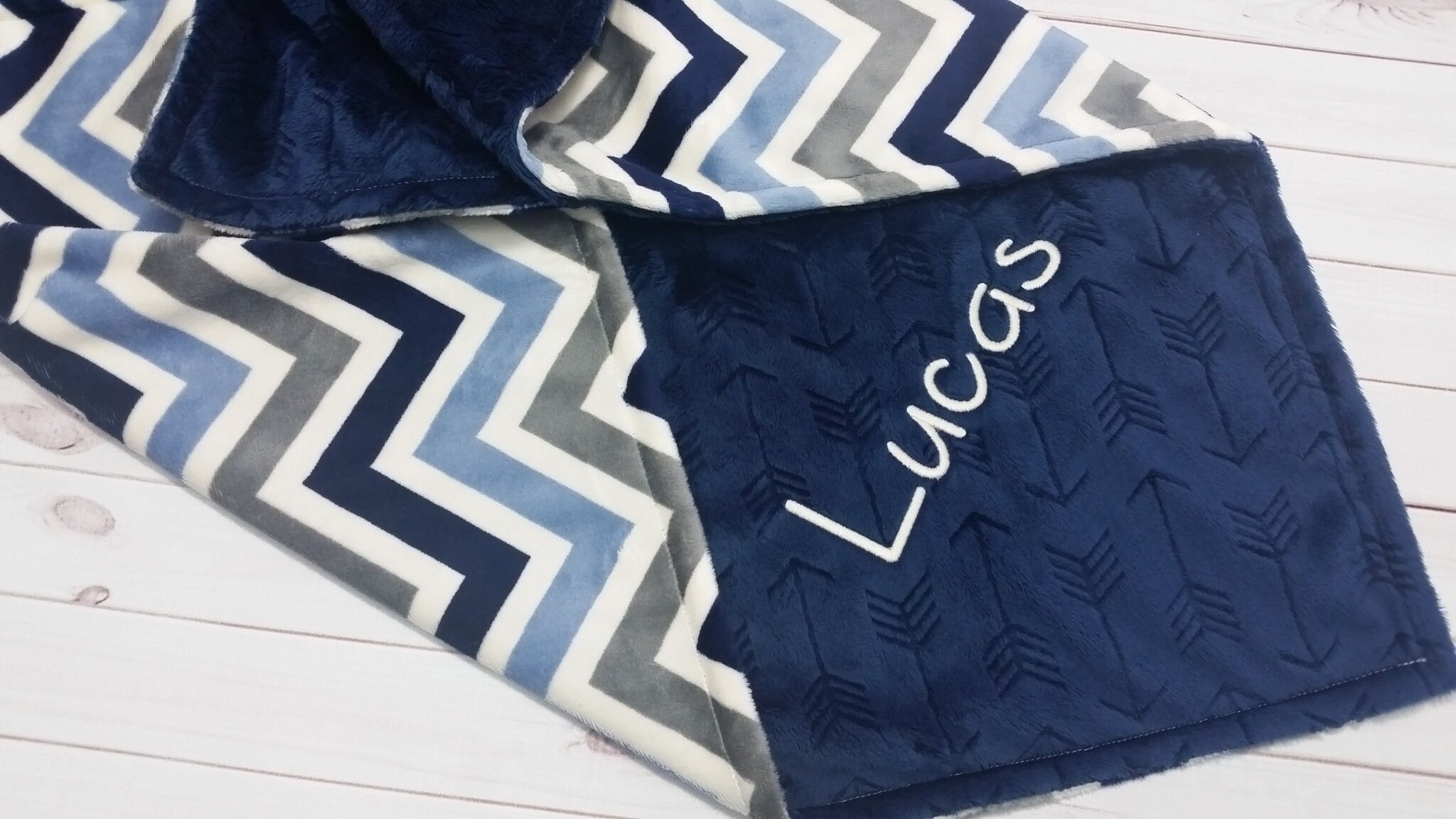 Personalized Navy Baby boy Minky Blanket Toddler Child's Etsy