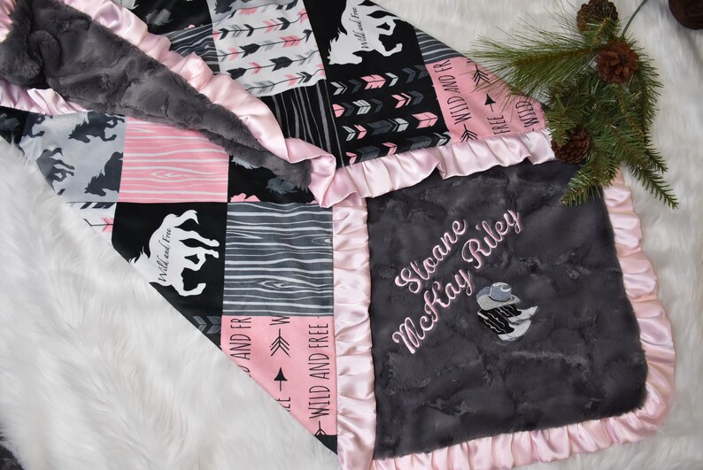 Pink Western Personalized Blanketcowgirl Blanket Western Etsy