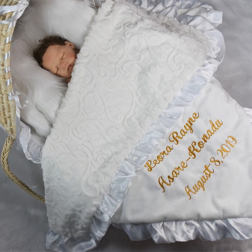 Christening Blanket IZABELLA Baptism Gift for Baby Girl Etsy