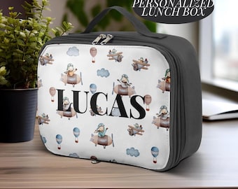Airplane Lunch Box For School Lunch Box Back To School Personalized Lunch Box For Kids Travel Bag With Zipper Storage Case For Boy Airplane