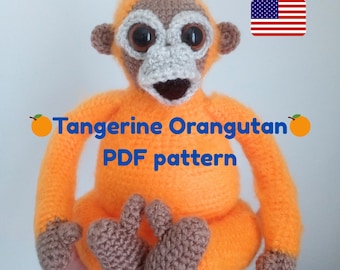 Tangerine Orangutan PDF Crochet Pattern, Crochet Monkey Pattern, Amigurumi Monkey, Crochet Orangutan in Hammock, Amigurumi Pattern, Tutorial