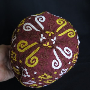 Turkmenistan Turkmen Tekke Tribal Silk Embroidered Hat - Free Shipping