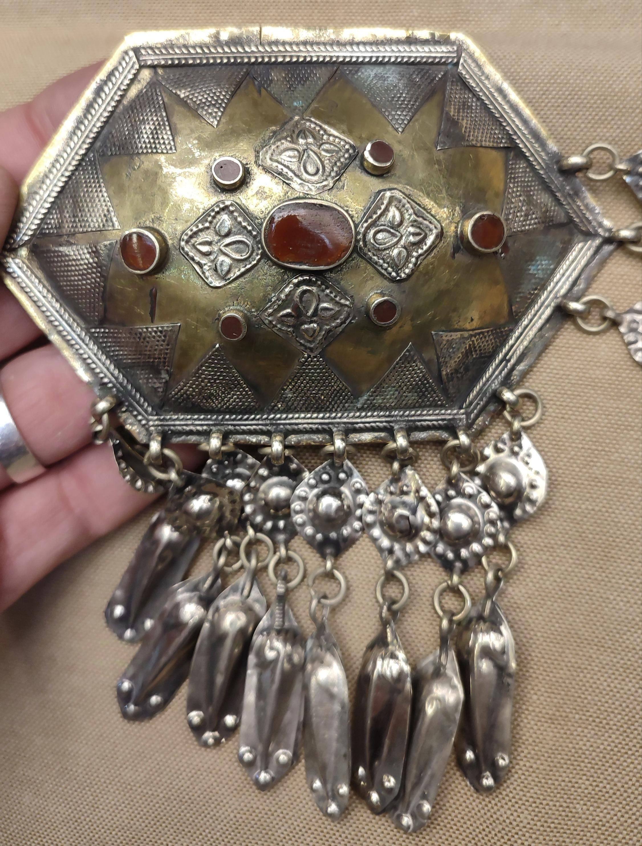 Vintage Turkmen & Afghan Handmade Silver Plated and Natural  display picture 3