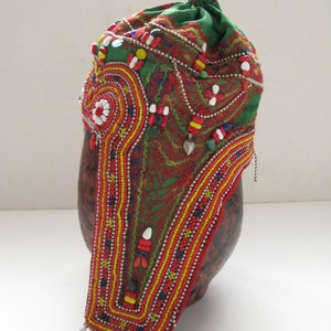 Antique Tribal Kohistan Child Hat with Beads - Stones and Shells - Free Shipping