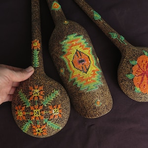 Vintage Hand Made Large Size Spoons Decorated with Beads - Free Shipping