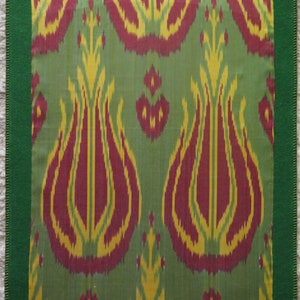 Vintage Uzbek Silk Ikat Hanging Mounted On Felt - Free Shipping