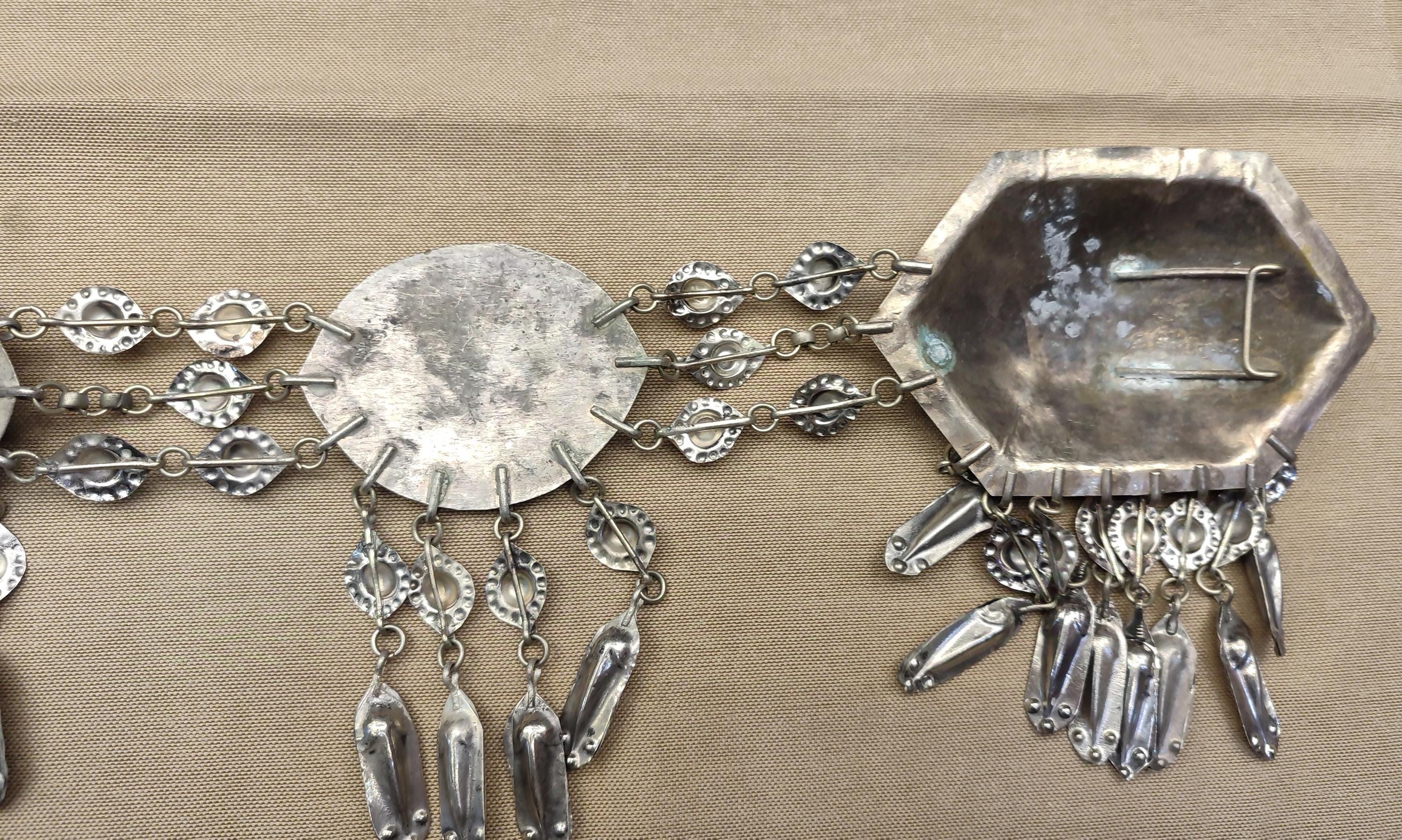 Vintage Turkmen & Afghan Handmade Silver Plated and Natural 