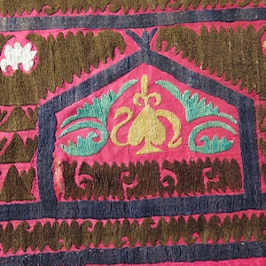 Vintage Uzbekistan Silk Embroidered Suzani Hanging