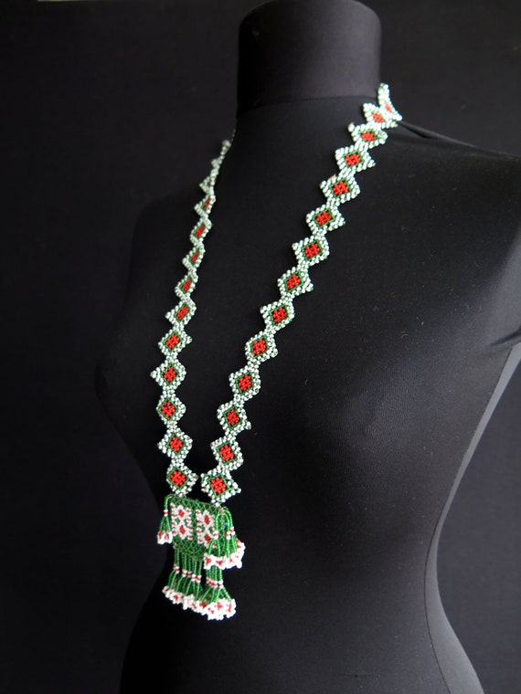 Beautiful vintage ethnic glass beaded Maasai hyde necklace dress