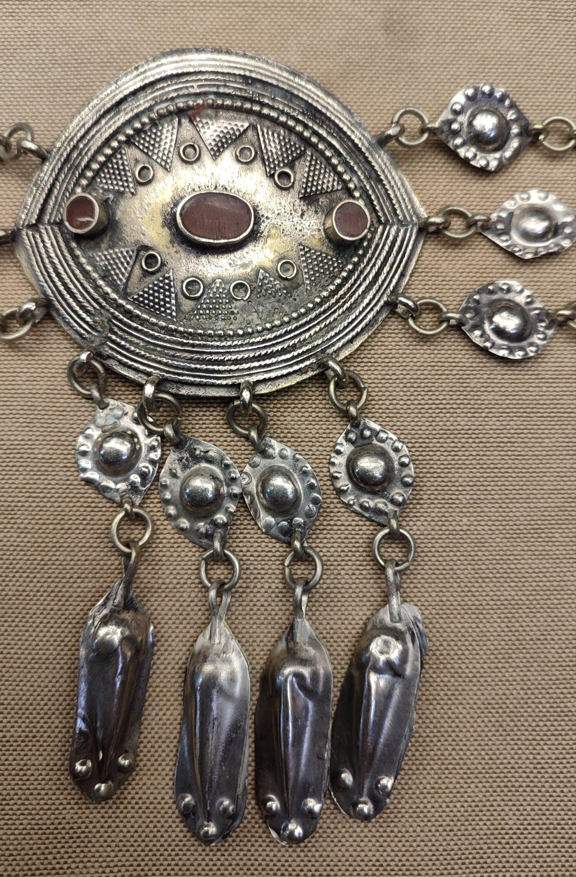 Vintage Afghan / Turkman metal Belt Vintage Turkmen & Afghan Handmade Silver Plated and Natural  main image 3