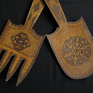 Anatolian Turkish large size decorative fork and shovel