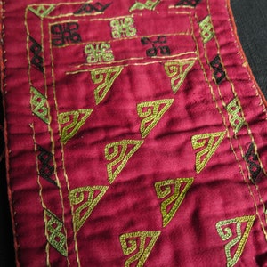Antique Turkmen Silk Embroidered Pouch - Free Shipping