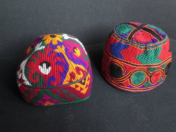 Vintage Afghan Embroidered Hats & Skullcaps