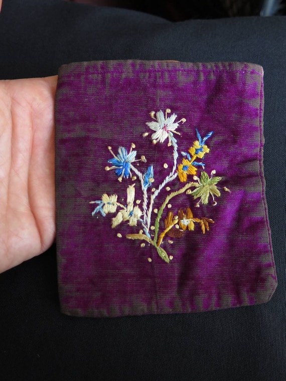 Antique Ottoman Turkish Silk embroidered Velvet Pouches & Bags