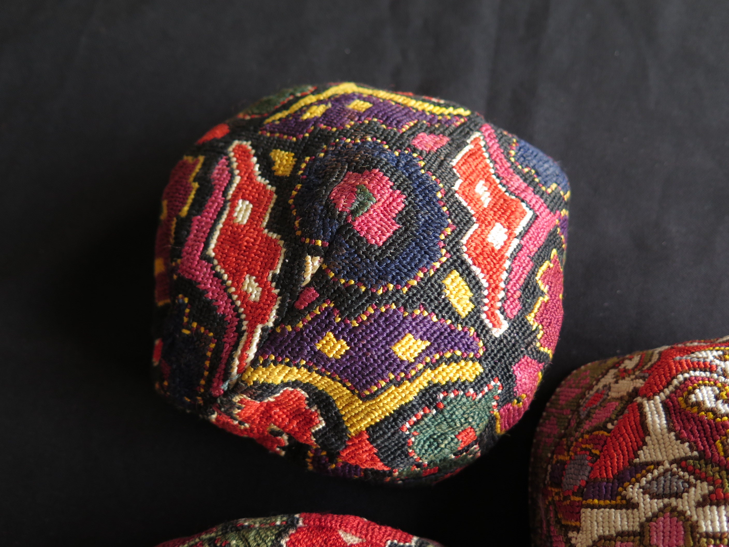 Vintage Uzbekistan Silk Cross Stitched Iroqi Hats