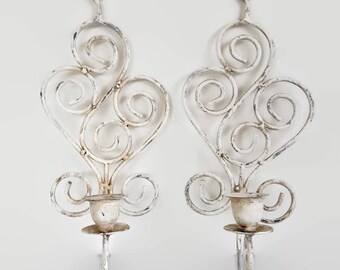 Shabby Chic Candlestick, Metal Wall Sconce Candle Holder