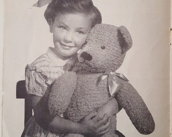 Vintage Teddy Bear Knitting Pattern, Vintage Toy Pattern, Vintage Knitting, Knitted Teddy Bear Pattern, Handmade Teddy, Digital Download