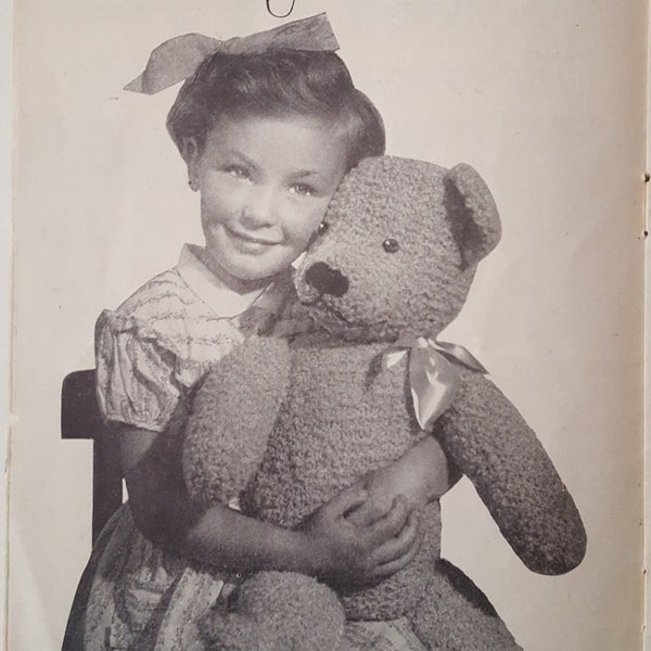 Vintage Teddy Bear Knitting Pattern, Vintage Toy Pattern, Vintage Knitting, Knitted Teddy Bear Pattern, Handmade Teddy, Digital Download