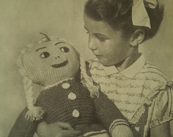 Vintage Knitting Pattern, Vintage Knitted Doll