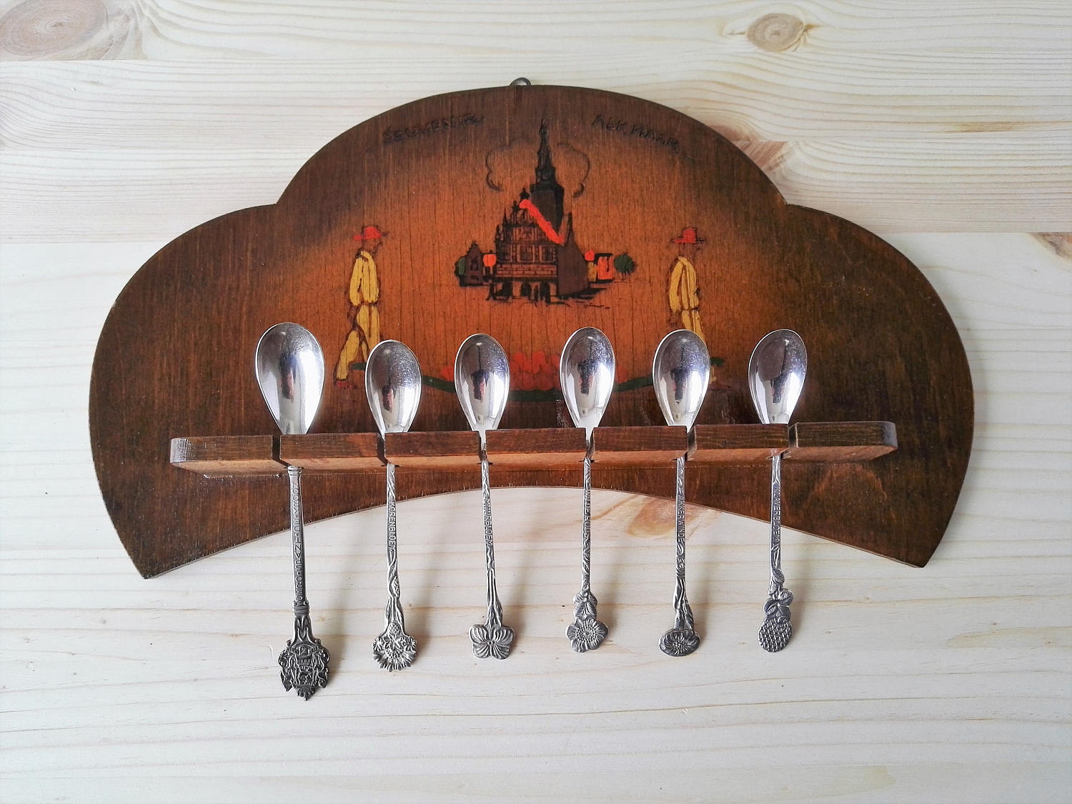 Vintage Dutch Wooden Spoon Rack with 6 Decorative Tea Spoons Etsy