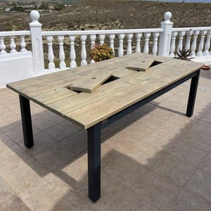 Rustic Scaffold Board Prosecco Farmhouse Patio Table (+ Bench Options)