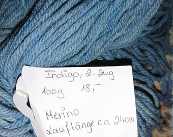 3fach gezwirnt Blue faced Leicester Schaf  indigo gefärbt handgesponnen