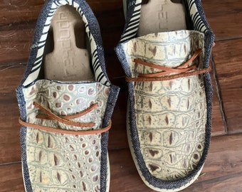 Mens Alligator Customized Hey Dude - Etsy